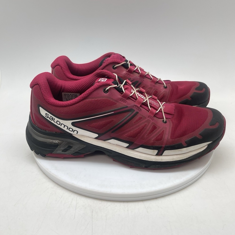 Salomon Womens 8.5 Wings Pro 2 Trail Running Shoes Sangria Black White 392439